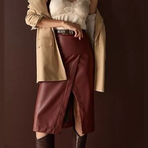 NWT By Anthropologie Faux Leather Toledo Skirt 2